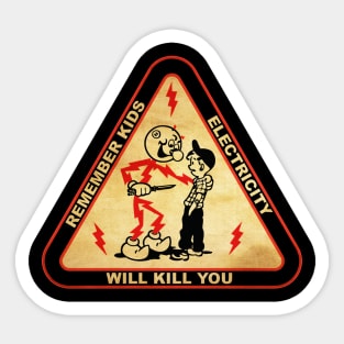 Triangle Vintage Electricity Will Kill You // Black Style Sticker